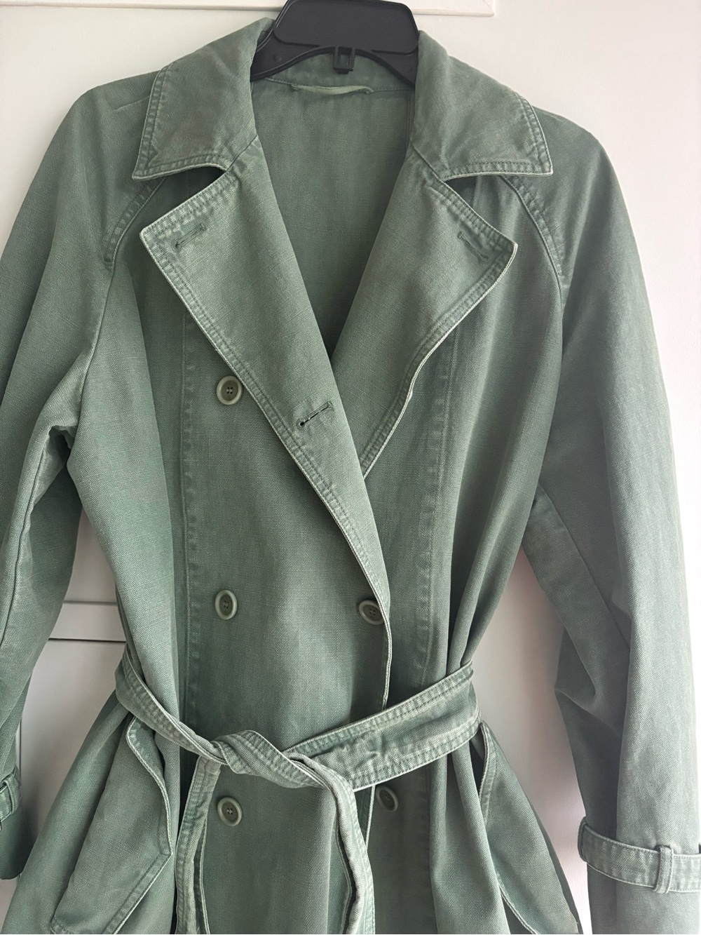 MaxMara Corfu Sage Green Double-Breasted Trench Coat with Belt - Picture 4 of 12
